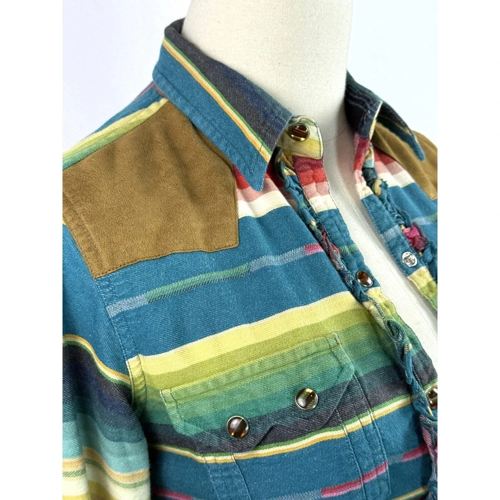 Tasha Polizzi Colt 44 Serape Stripe Tunic Western Shirt Dress Women S 1095-02